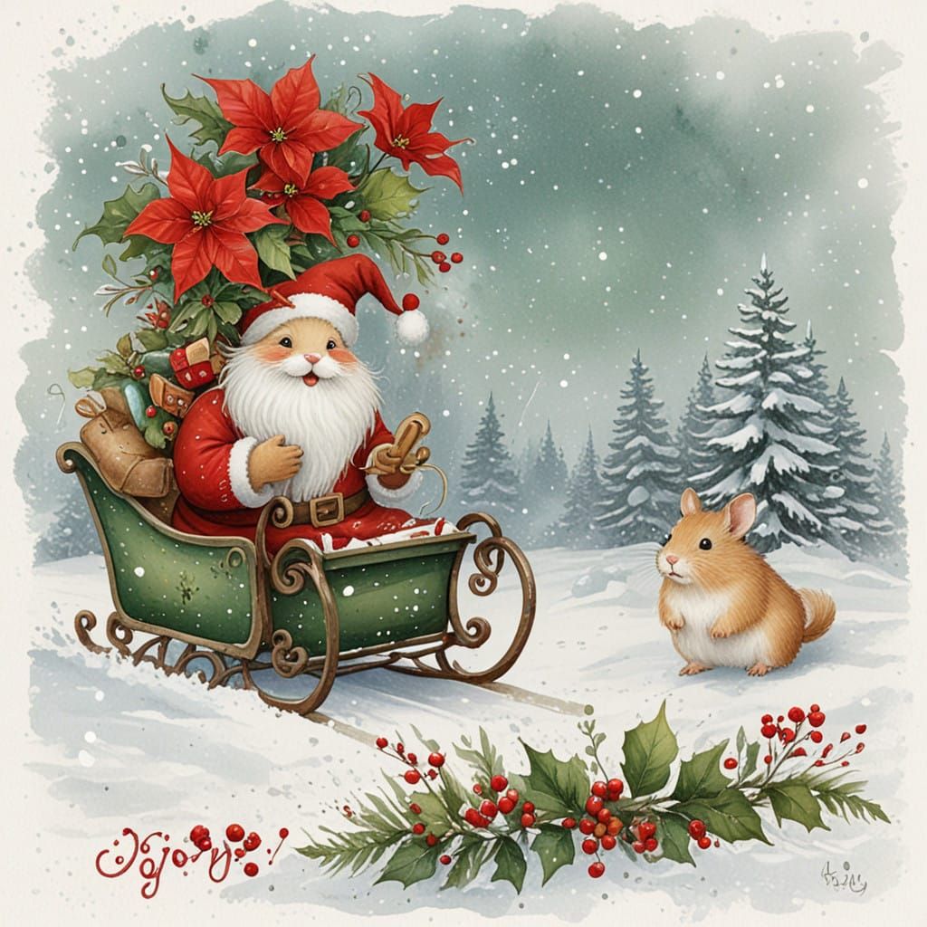 Surreal Santa Hamster Spreads Winter Cheer