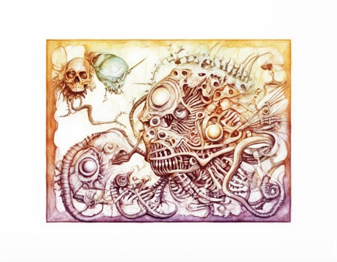 Gothic Biomechanical Landscape in Giger-Burton Style