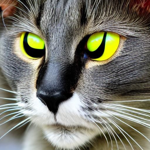 Black Cat with White Markings and Yellow-Green Eyes