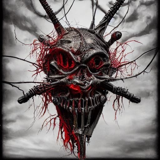 Grotesque Biomechanical Creature in Dark Industrial Setting