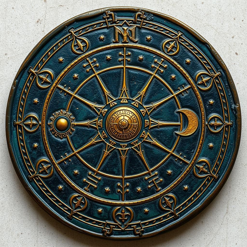 Ancient Bronze Nebra Sky Disc with Gold Inlays