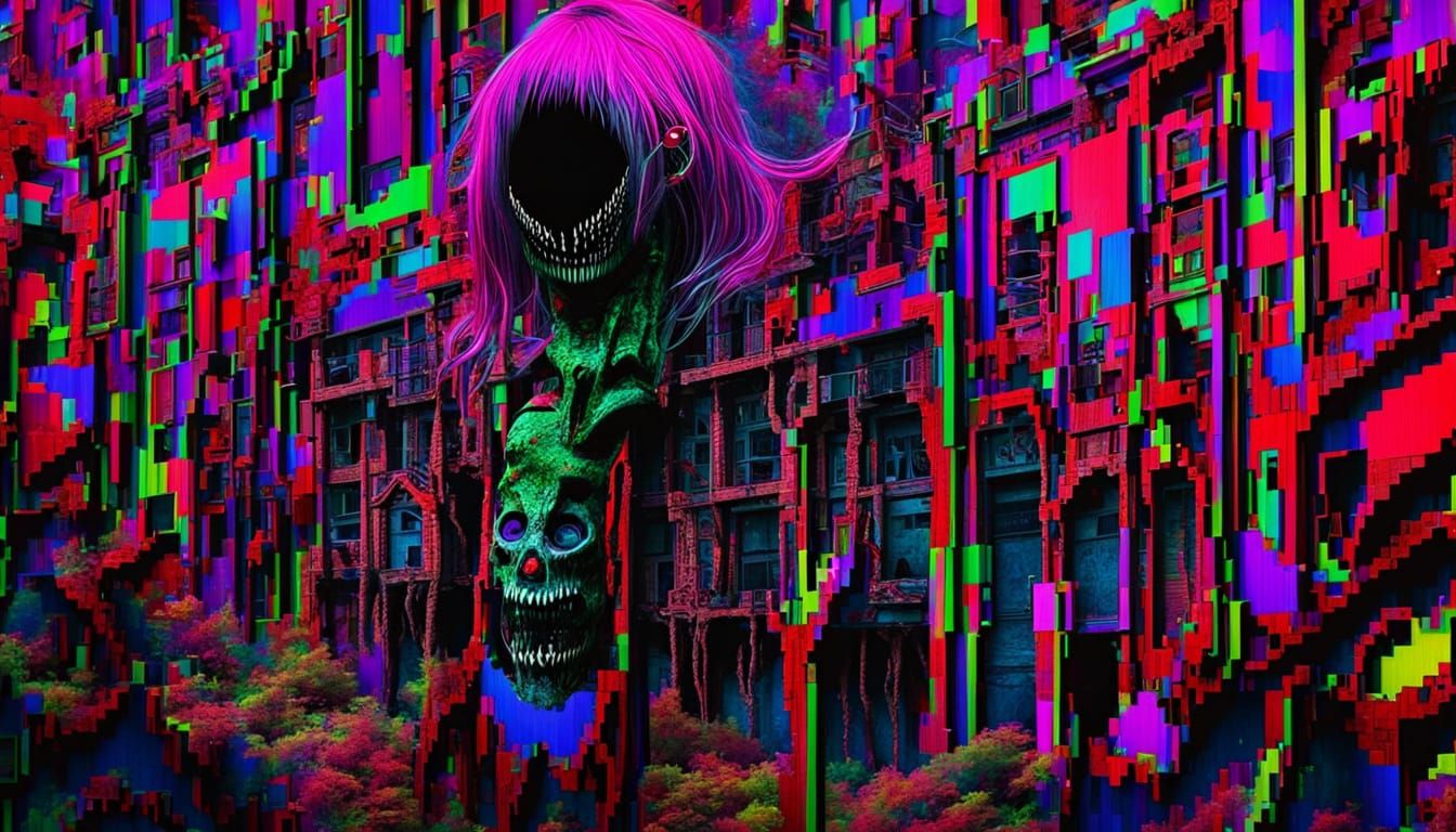 Grotesque Body Horror Transformation in Junji Ito Style