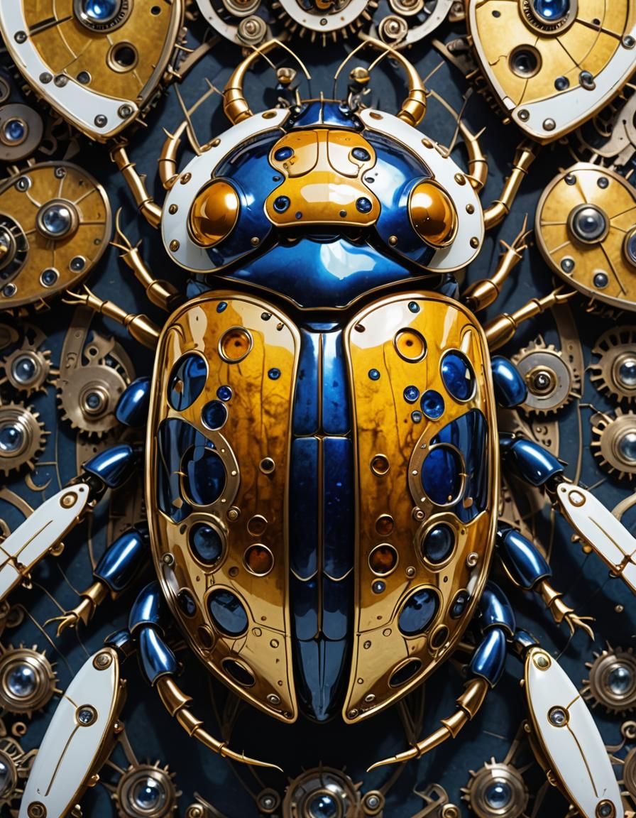 Steampunk Ladybug Beetle in Cyberpunk Style