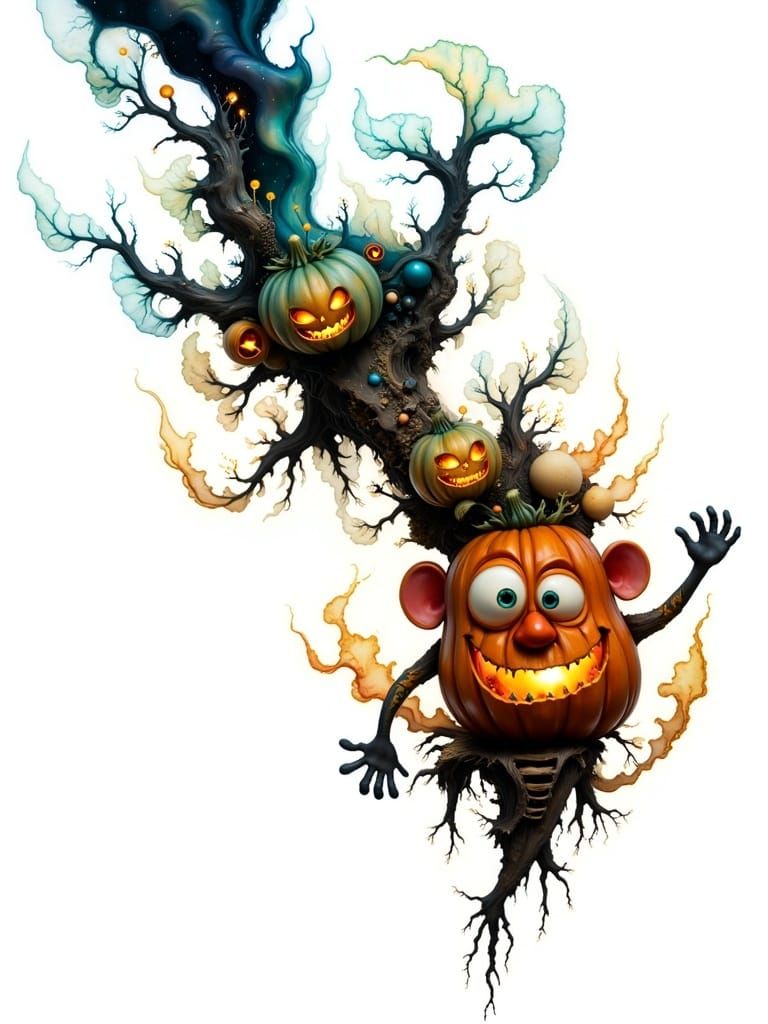 Mr. Potato Head Jack-o-Lantern in Nostalgic Digital Art