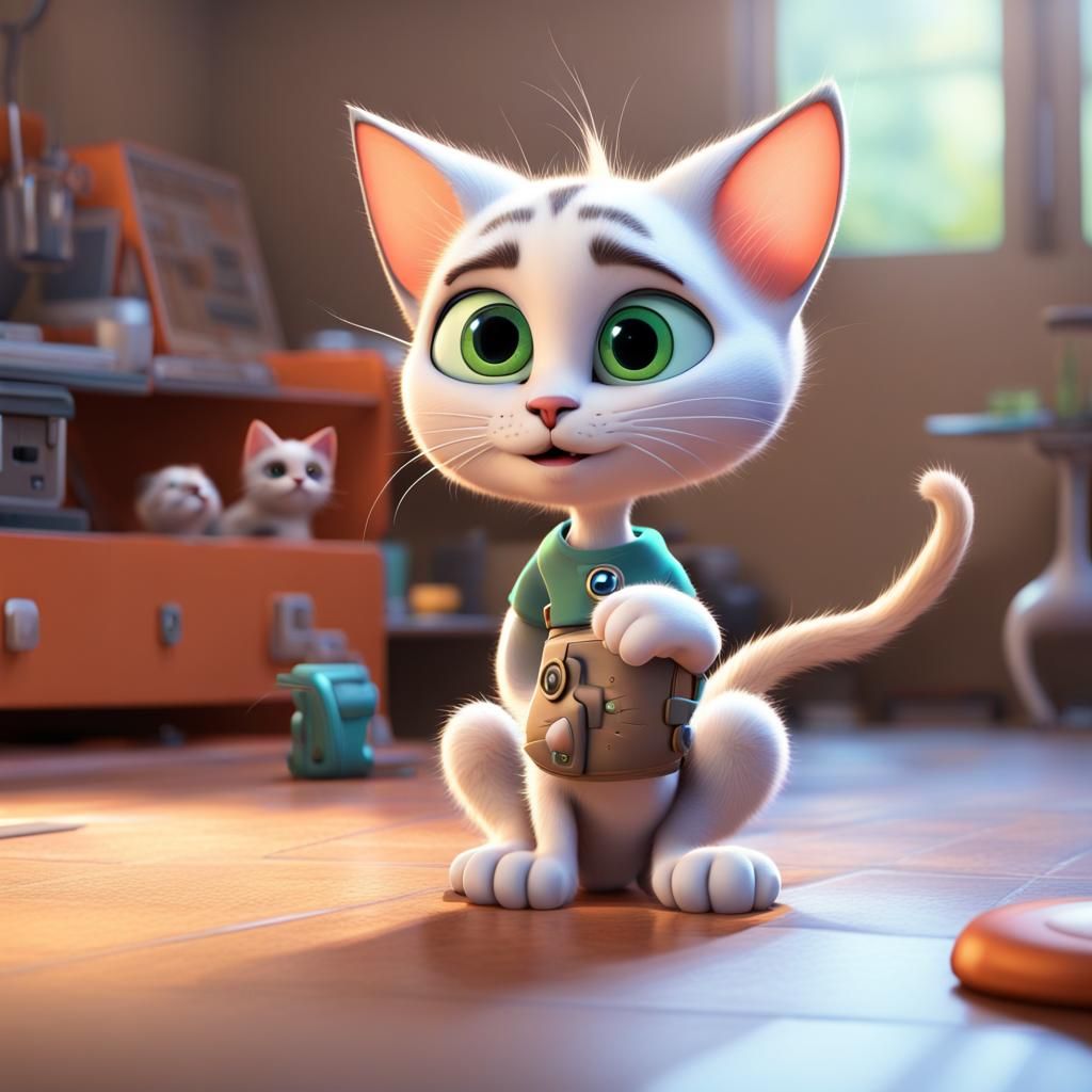 Tech-Savvy Kittens Develop Purr Communication App: 3D Art