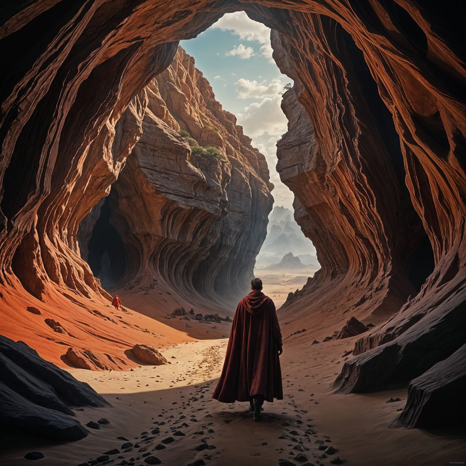 Man in Red Cloak: Fantasy Matte Painting
