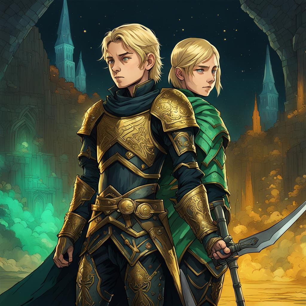 Anime Paladin and Rogue Fantasy Art