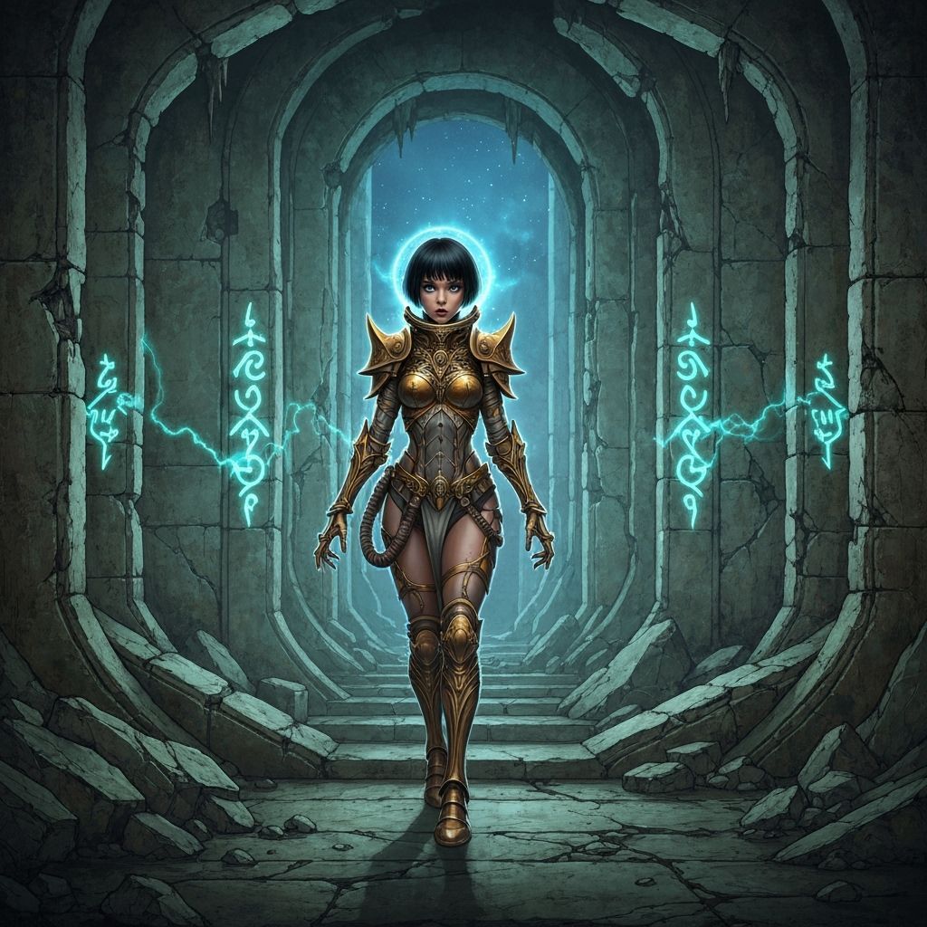 Astronaut Explorer Finds Arcane Chamber in Alien Ruins