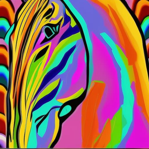Rainbow Zebra in Abstract Art Style