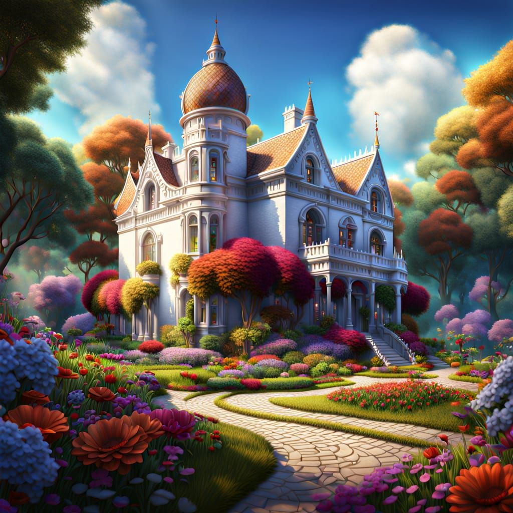 Royal Estate in Vibrant Floral Fantasy