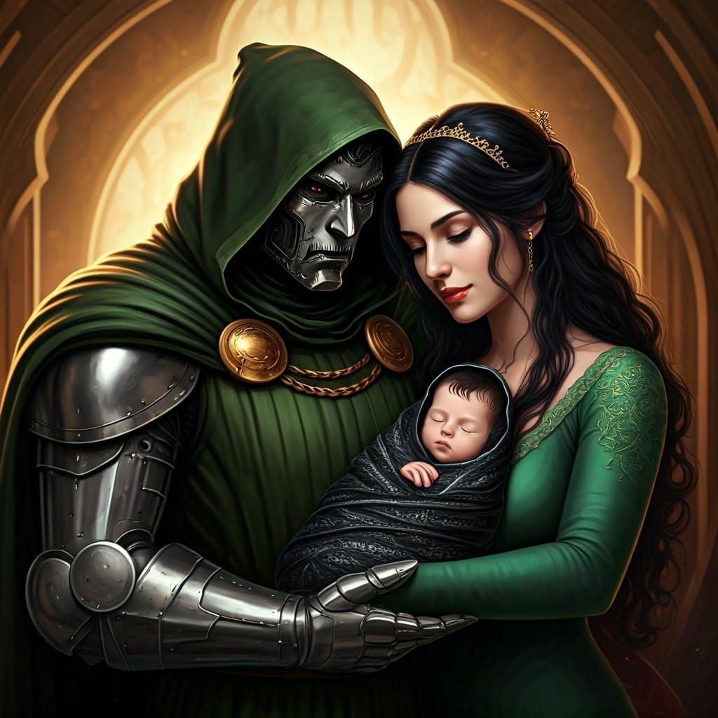 Doctor Doom Admires His Beautiful Wife and Newborn Son in El...