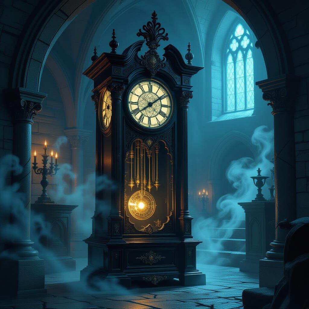 Gothic Clock Golem Guarding Wizard's Keep Dungeon