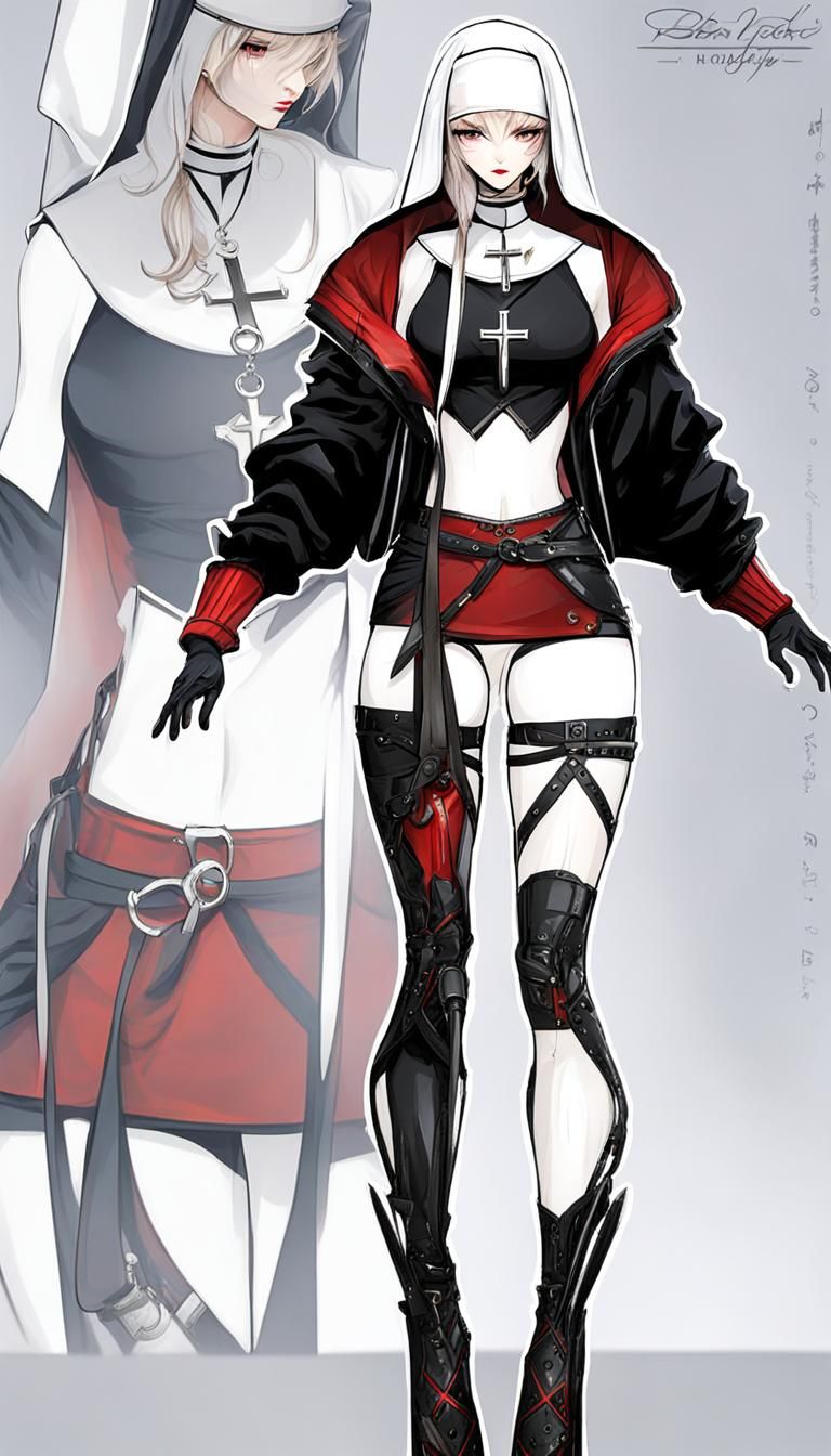 Stylized Nun Character in Contemporary Style