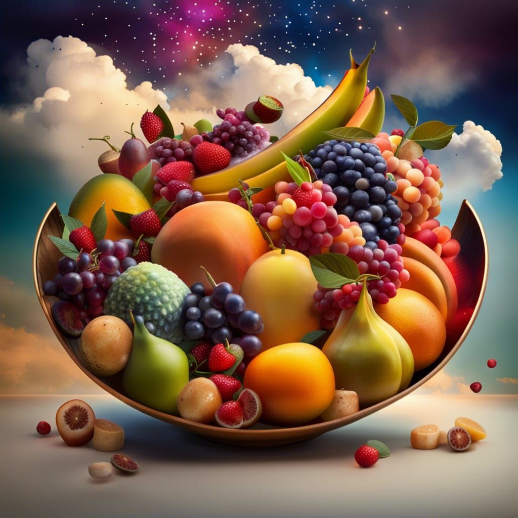 Glittering Bowl of Exotic Fruits