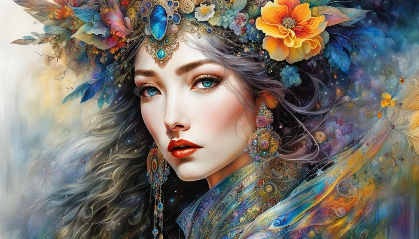 Futuristic Goddess Portrait in Hyperrealistic Style