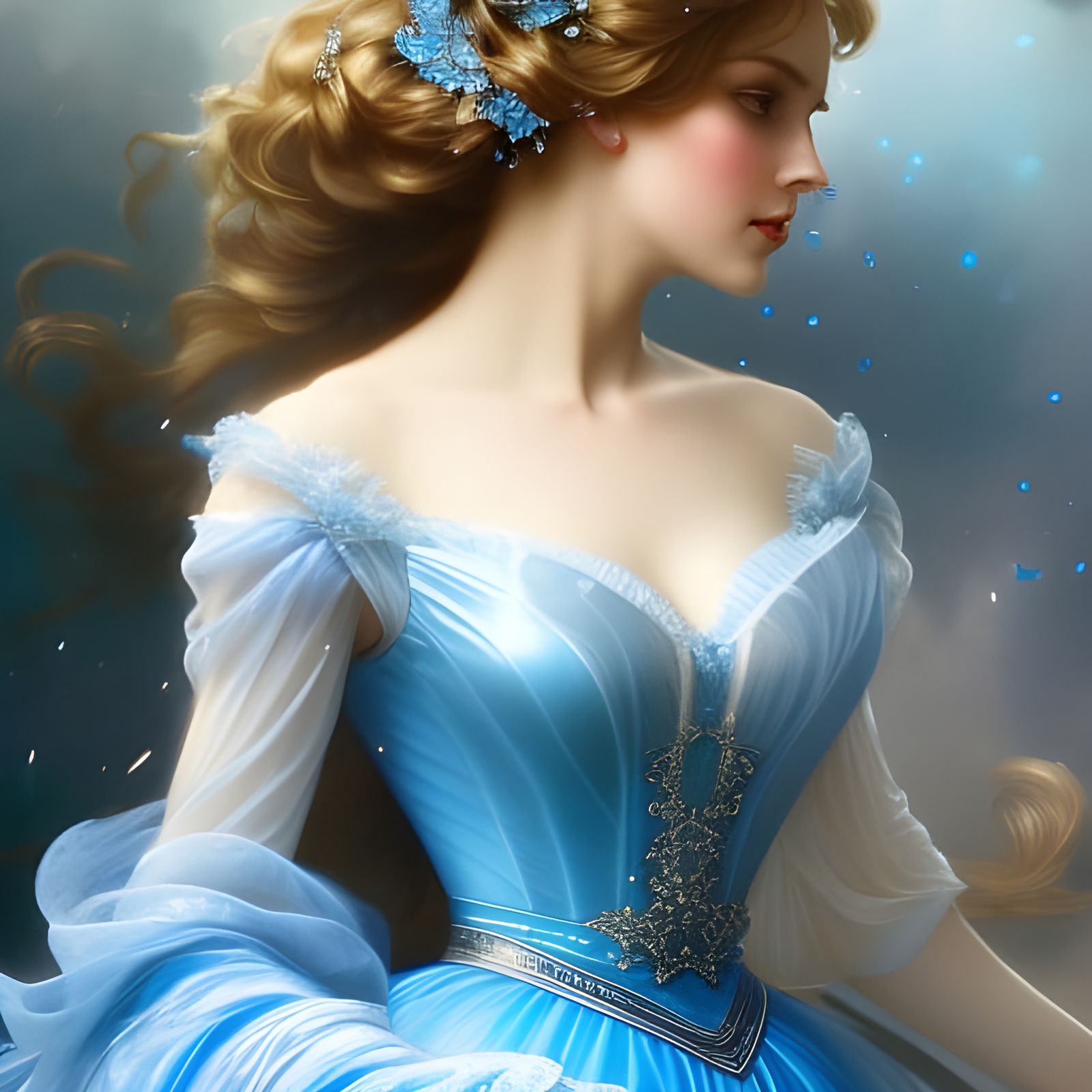 Intricate Portrait of Cinderella in Art Nouveau Style