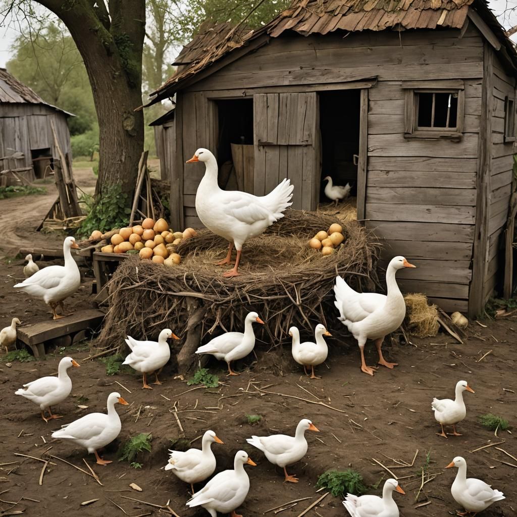 Fantastical Golden Goose in Detailed Matte Painting