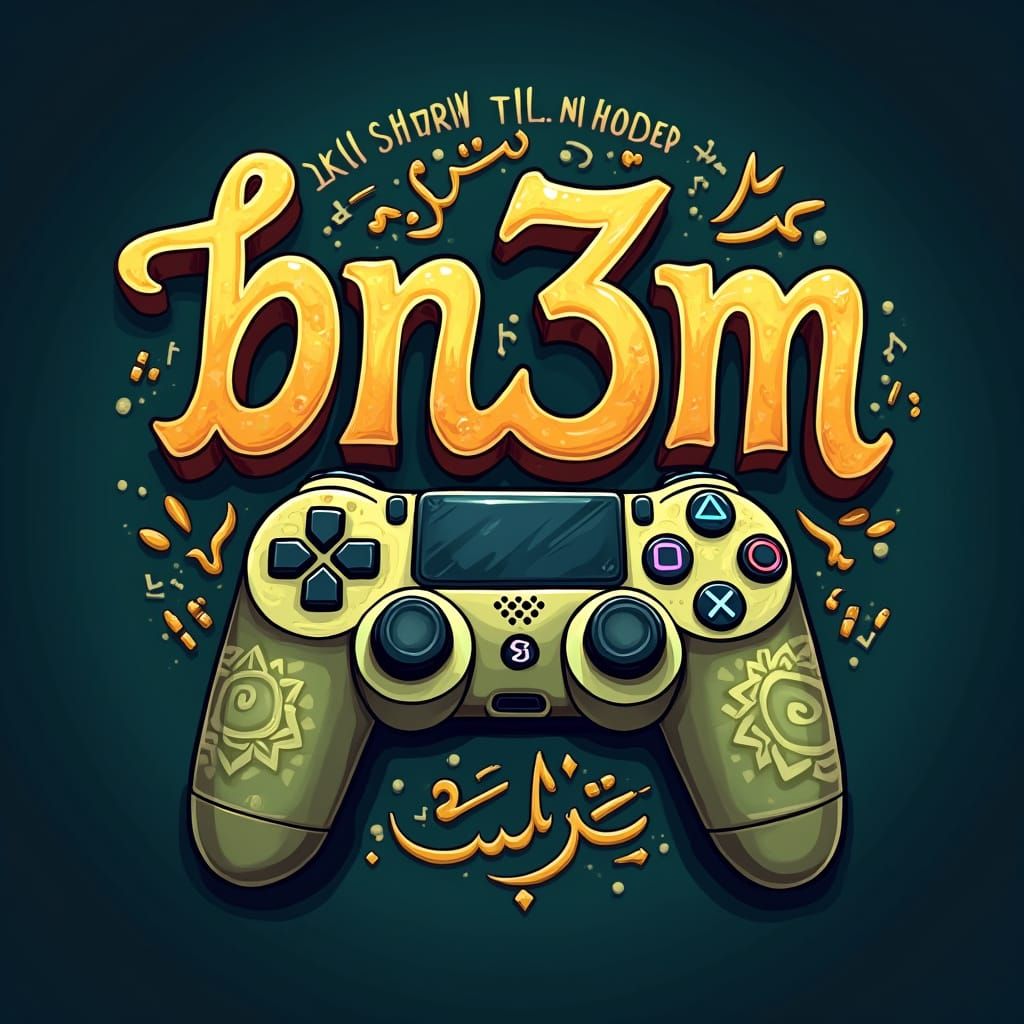 Vibrant Cartoon YouTube Logo in Elegant Arabic Calligraphy
