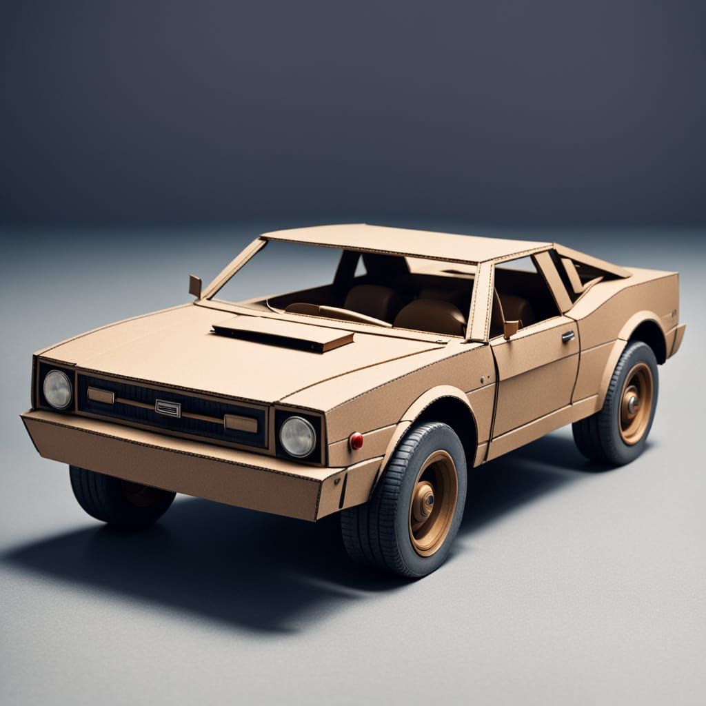 Simple Square Cardboard Car Image