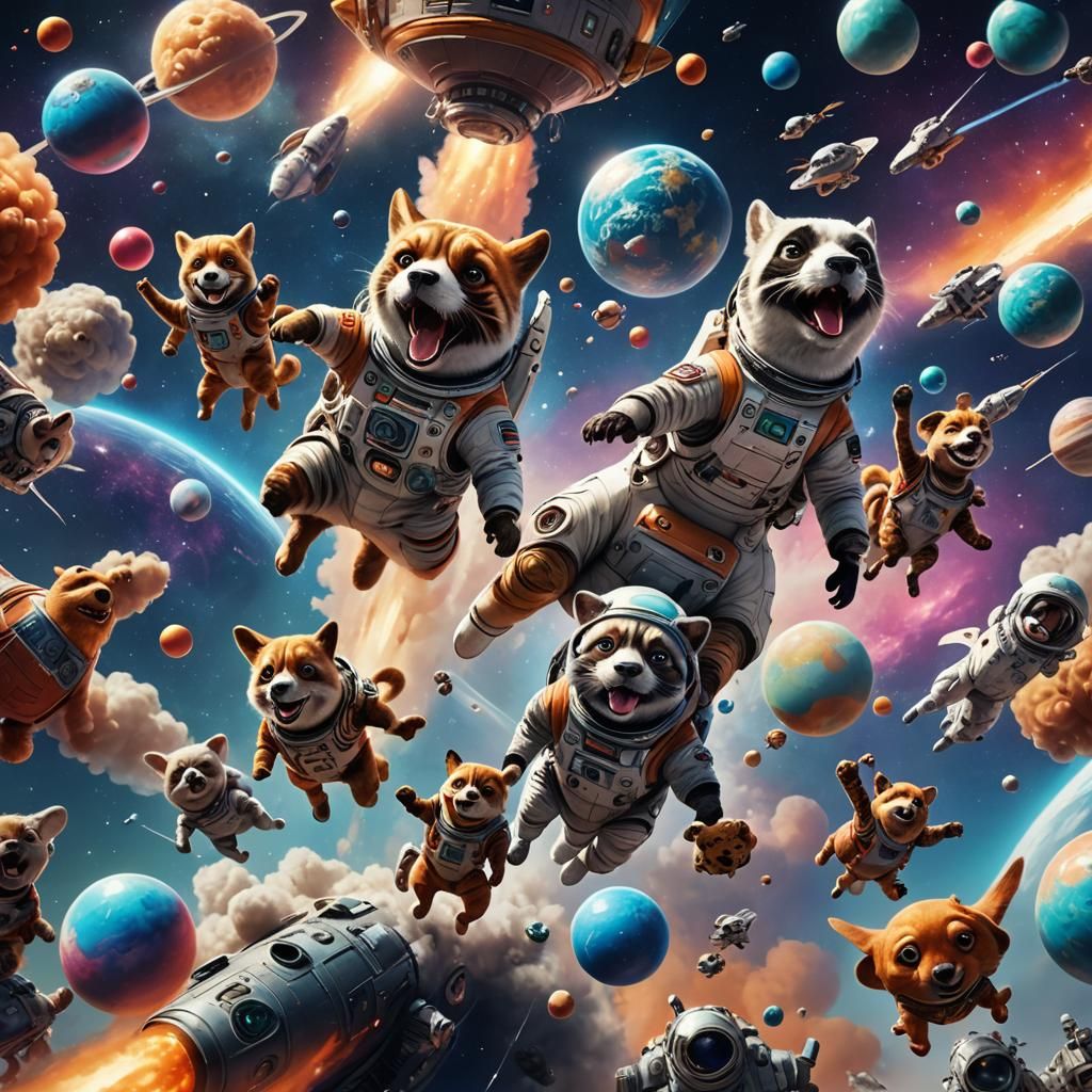 Animals' Hilarious Space Adventure on Rocket Ship