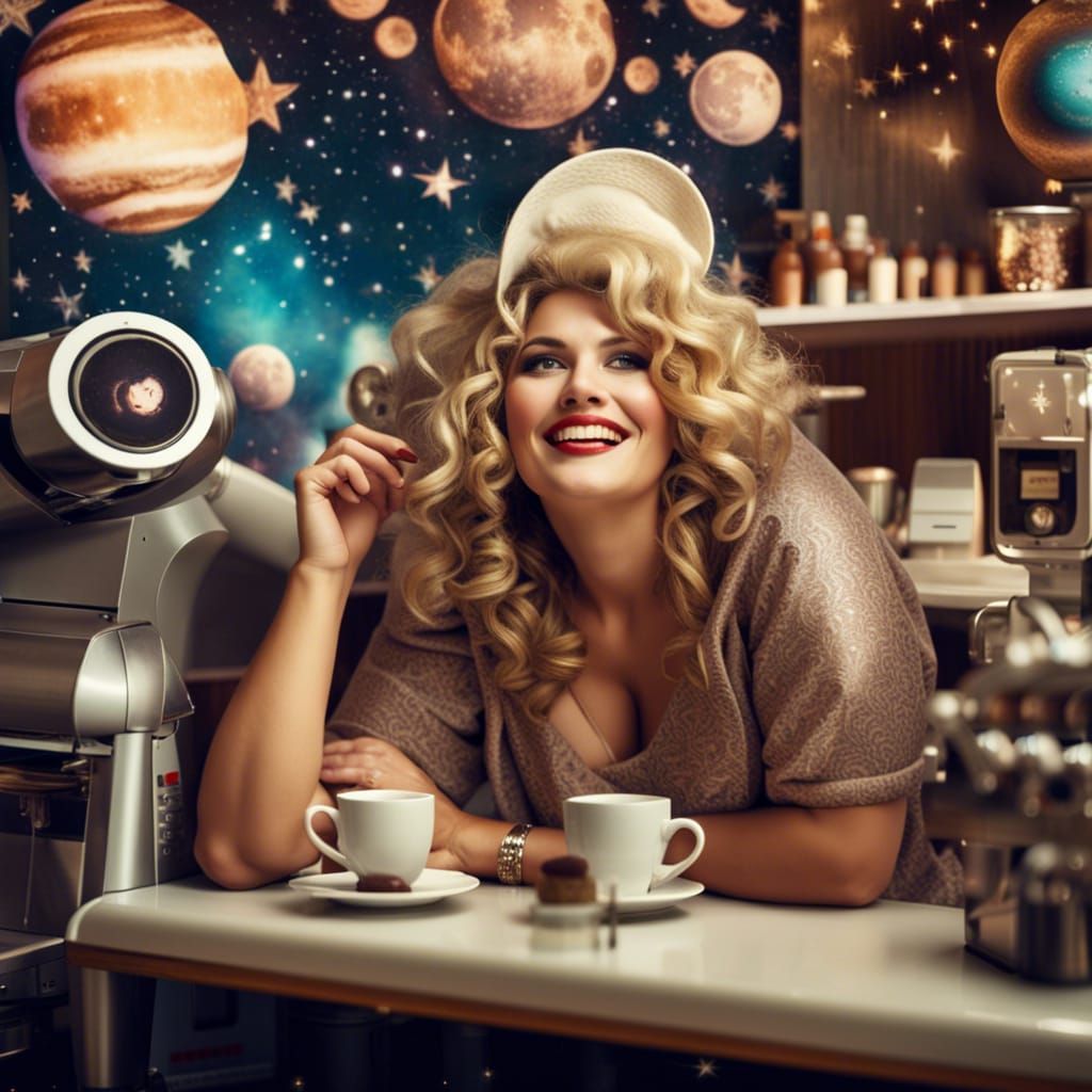 Night Cafe: Coffee Shop on the Moon in 8K
