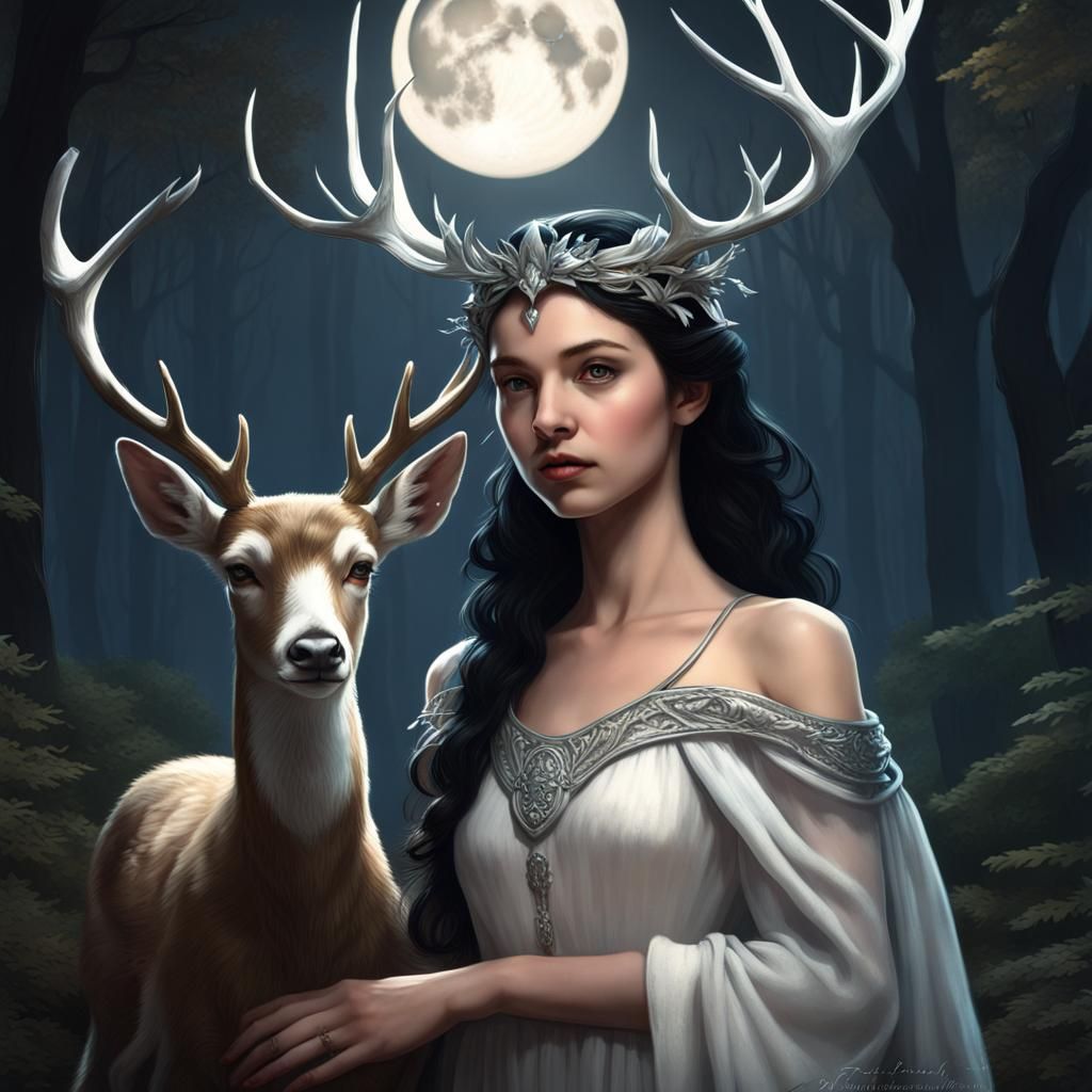 Artemis, Goddess of the Hunt, in Matte Painting