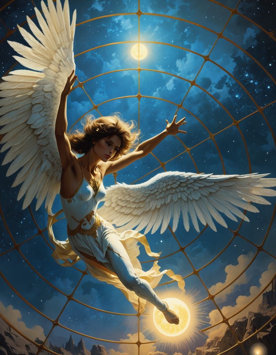 Angel in Starry Night Sky: Cinematic Film Still