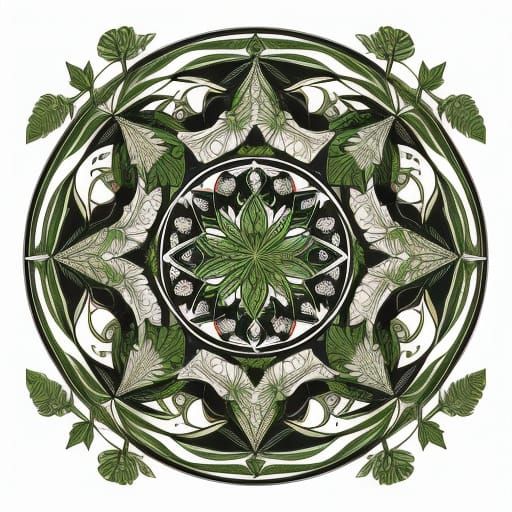 Symmetrical Botanical Art Nouveau Illustration