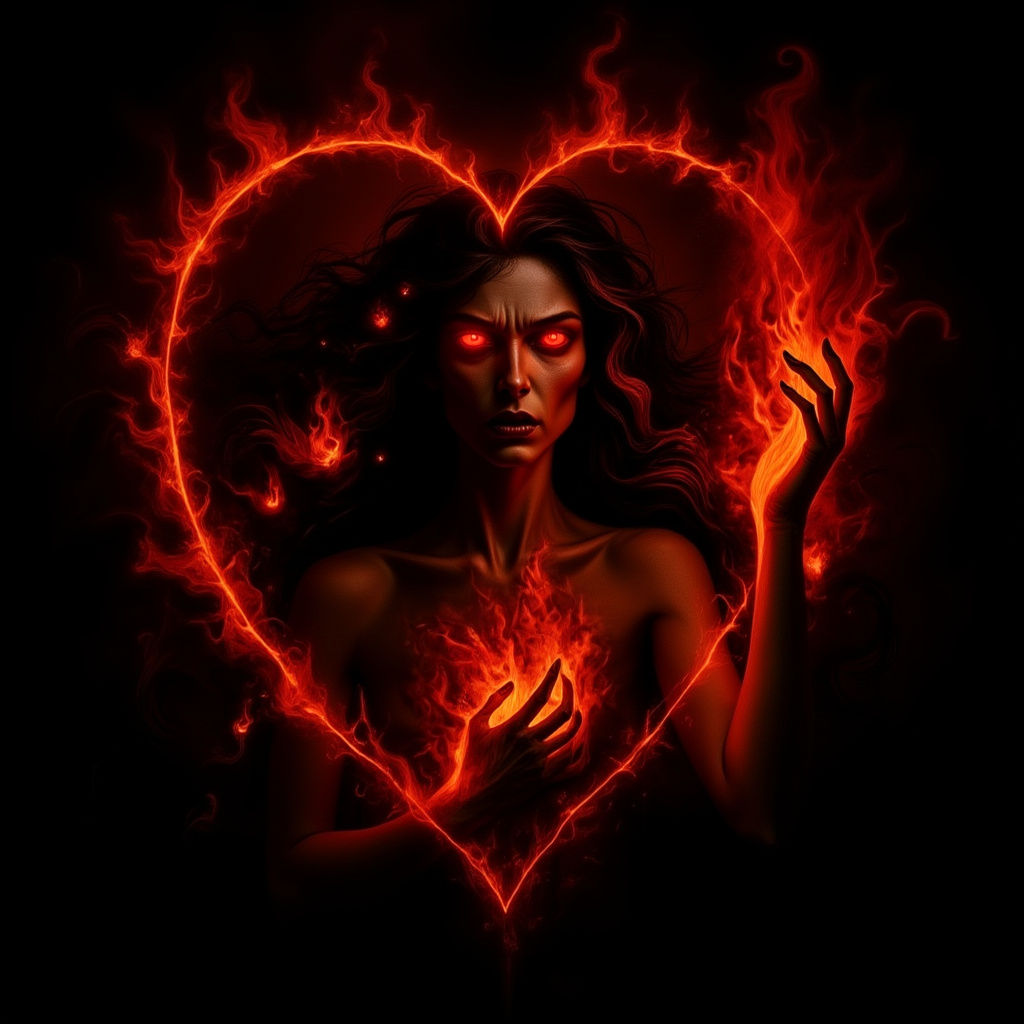 Palestinian Fire Goddess in Mesmerising Mixed Media Art