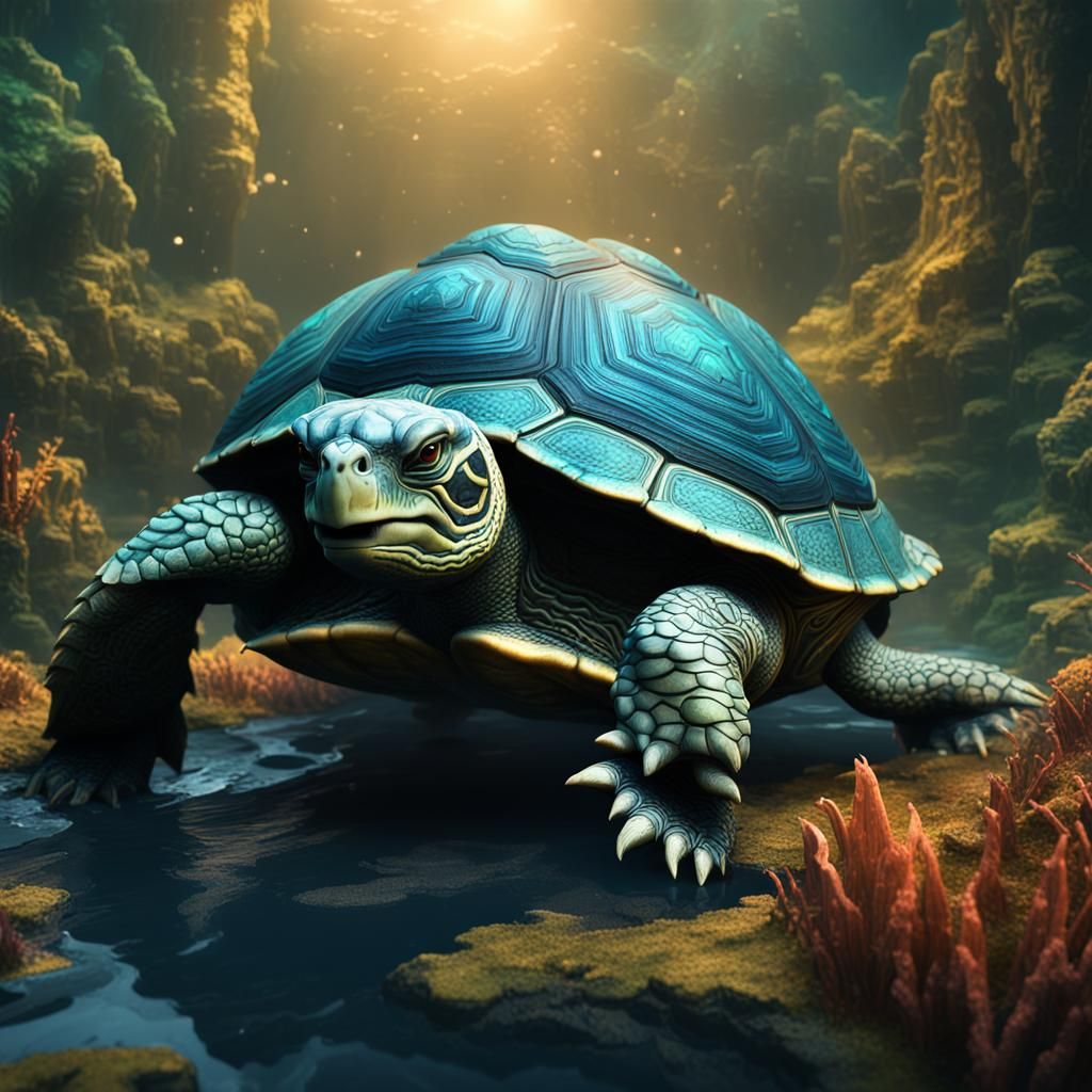 Fantastical Turtle in Detailed Matte Painting