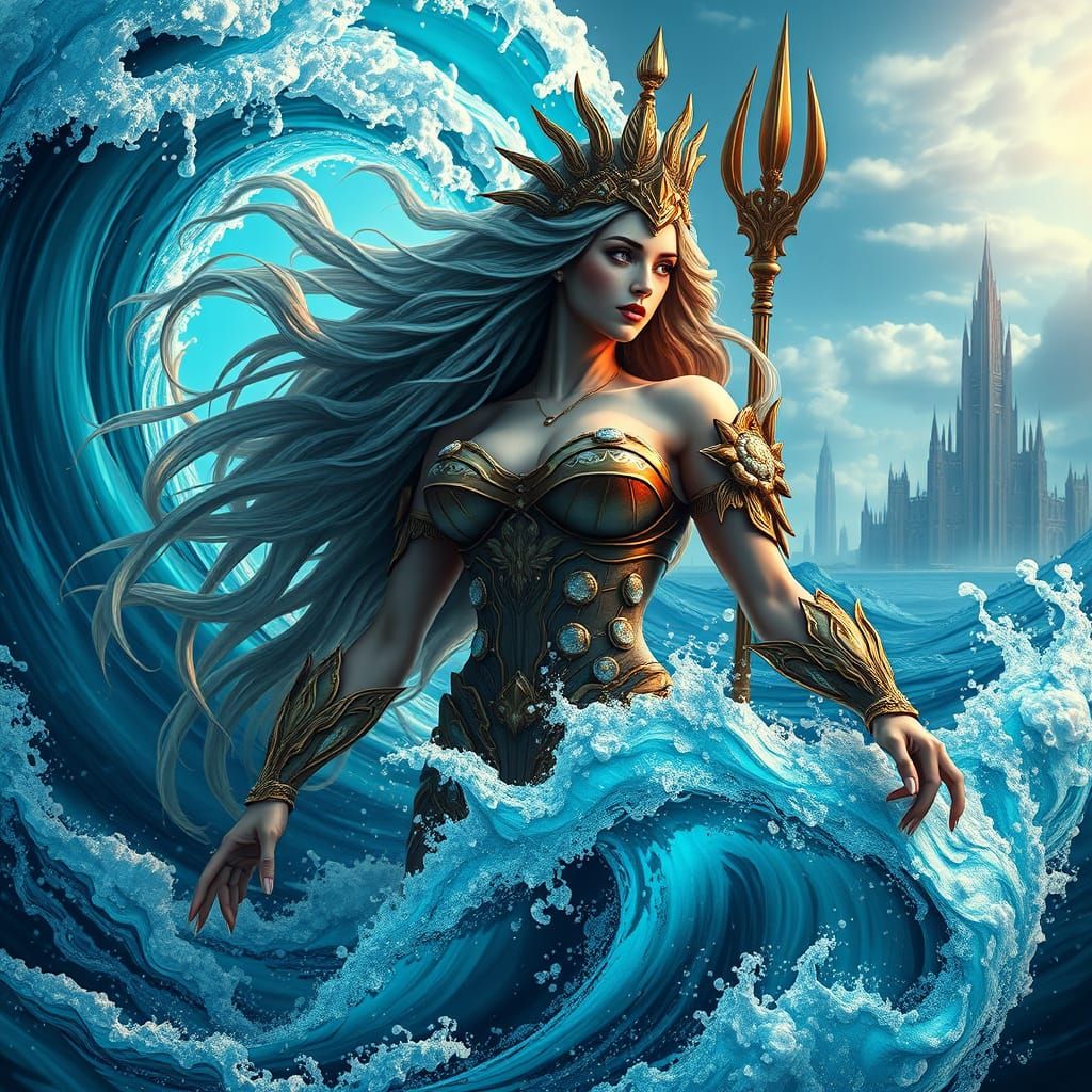 Majestic Sea Goddess Commands the Ocean in Vibrant Hues