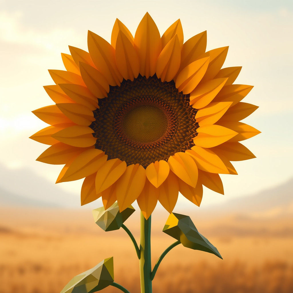 Geometric Sunflower: Concentric Polygon Design in Matte Pain...