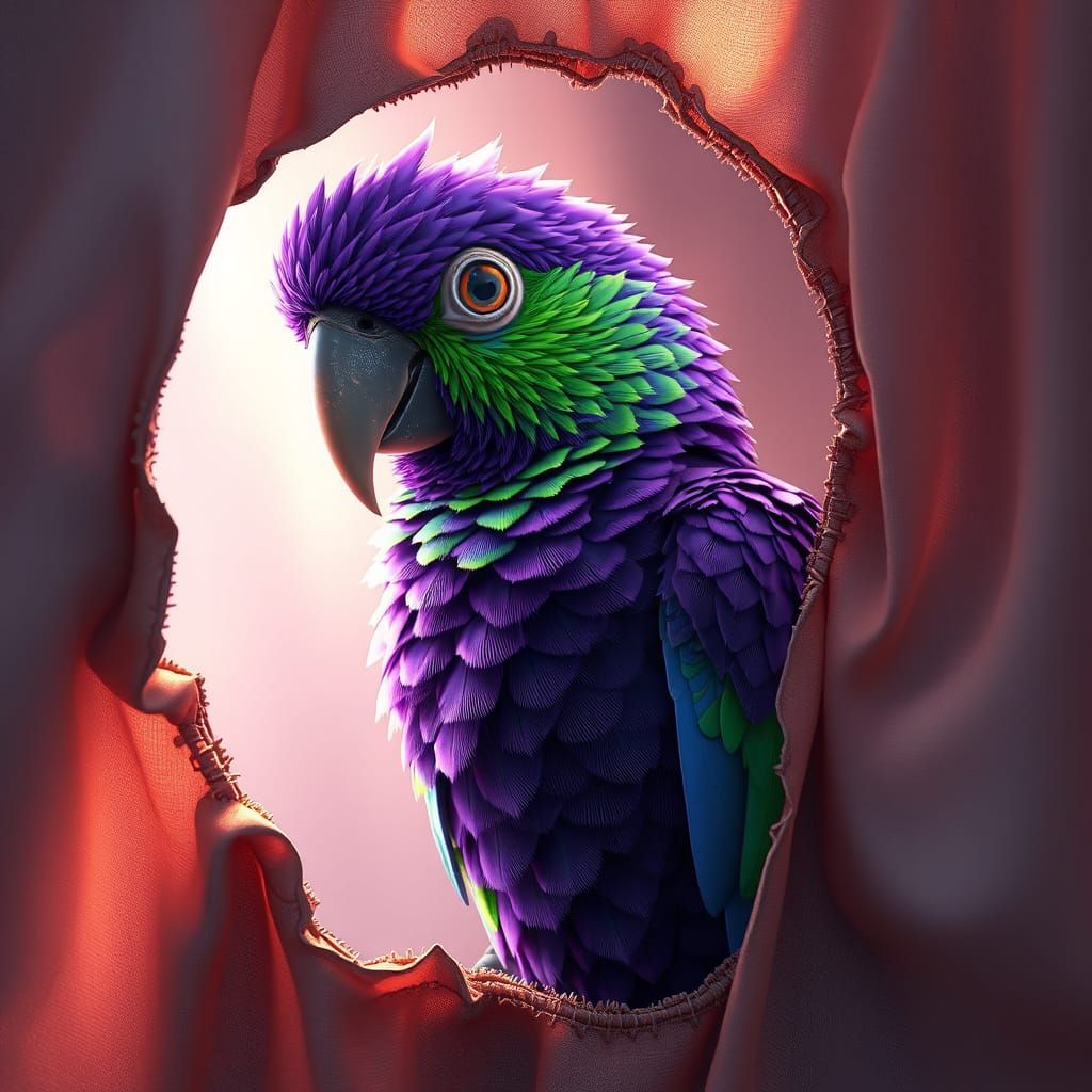 Exotic Parrot in Anime Style 3D Rendering