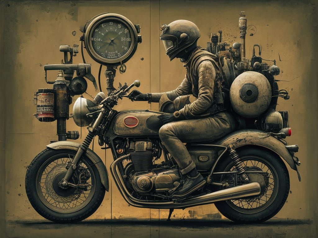 Abstract Expressionist Speed Demon in a Muted Dieselpunk Wor...