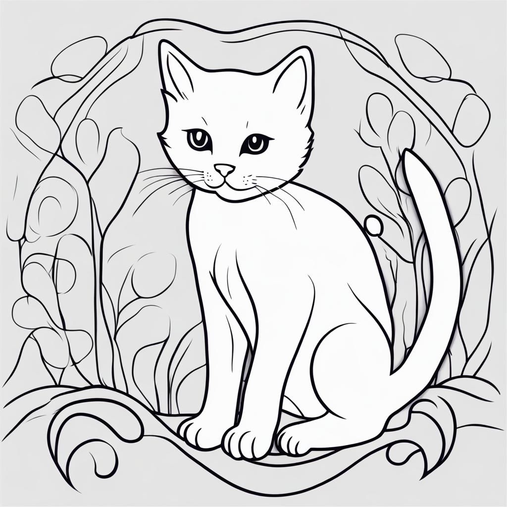 Simple Kitten Outline for Coloring Book