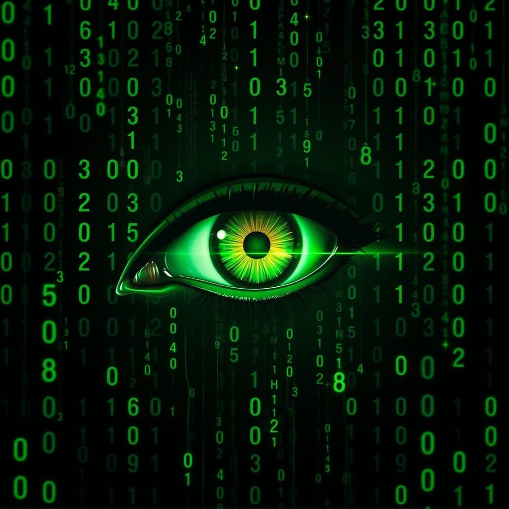 Focused Eye in Digital Matrix Style