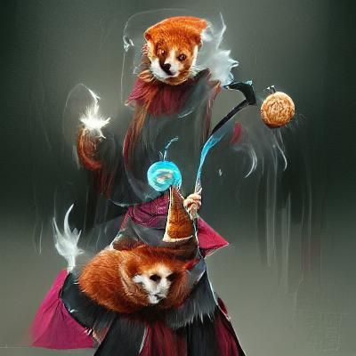 Red Panda Wizard Concept Art in Digital Style
