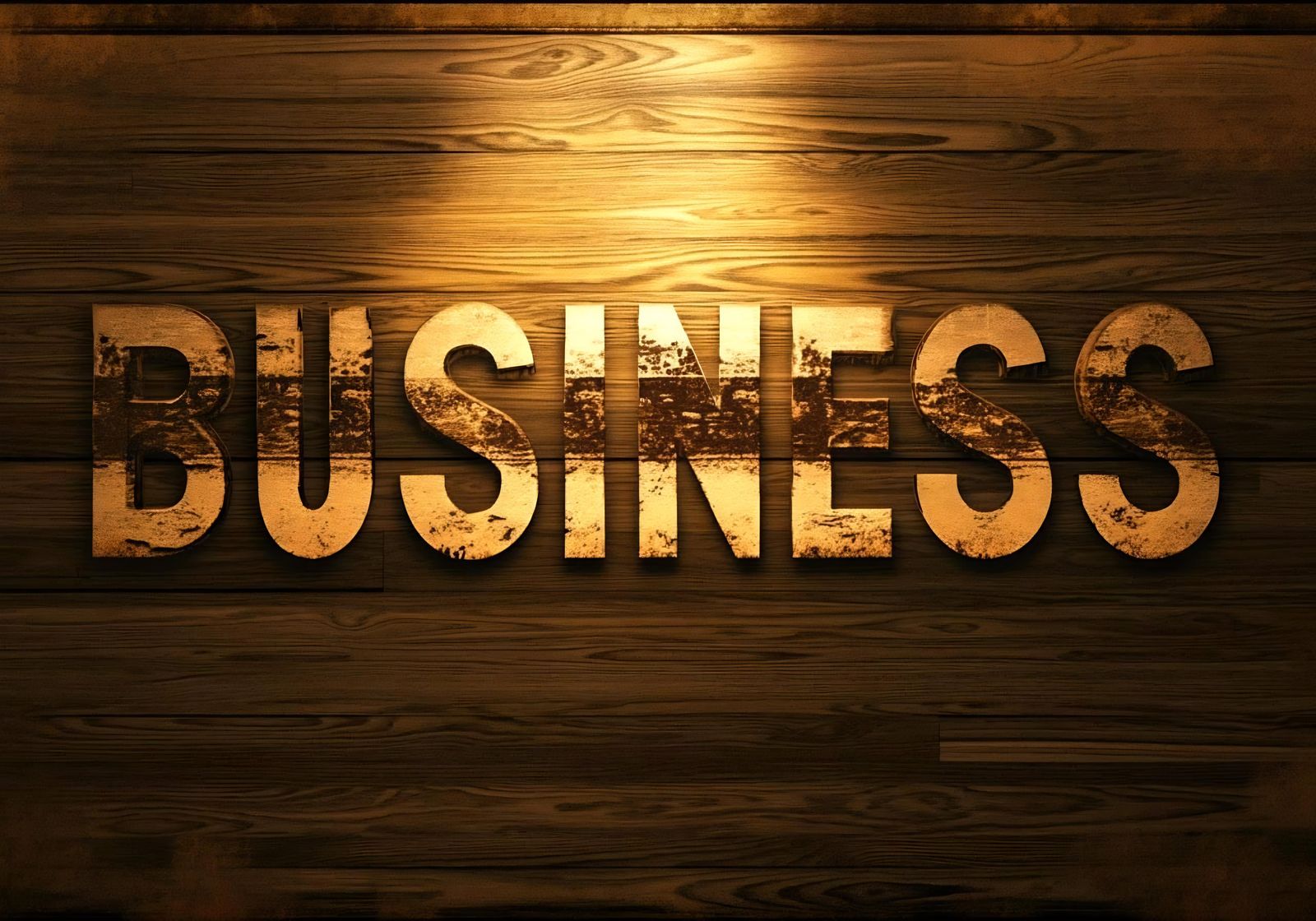 Business Advertising Banner Burned into Wood