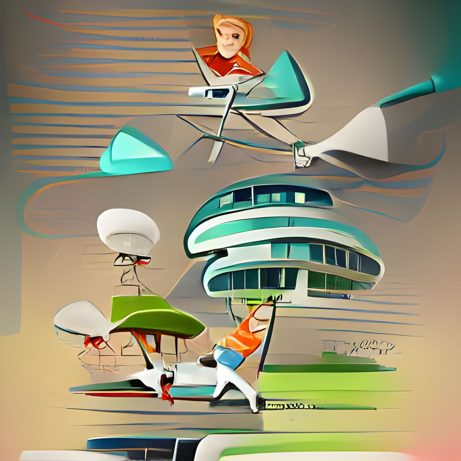 Retro-Futuristic Mid-Century Modern Digital Illustration