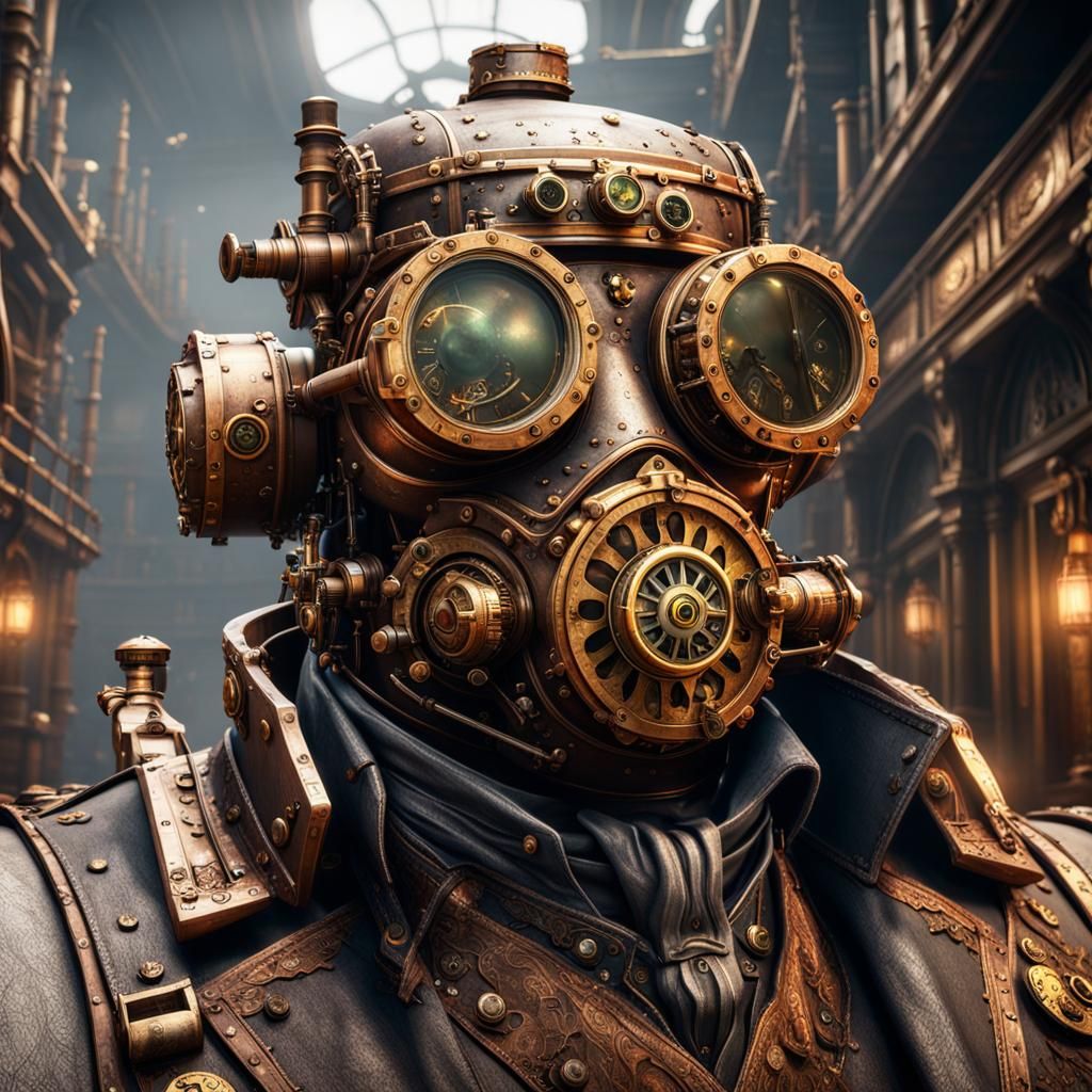 Muzzled Steampunk in 3D Cinematic Style