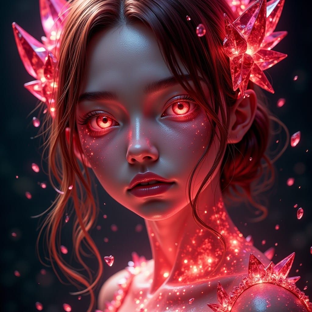 Gemstone Girl in Mystical, Futuristic Style