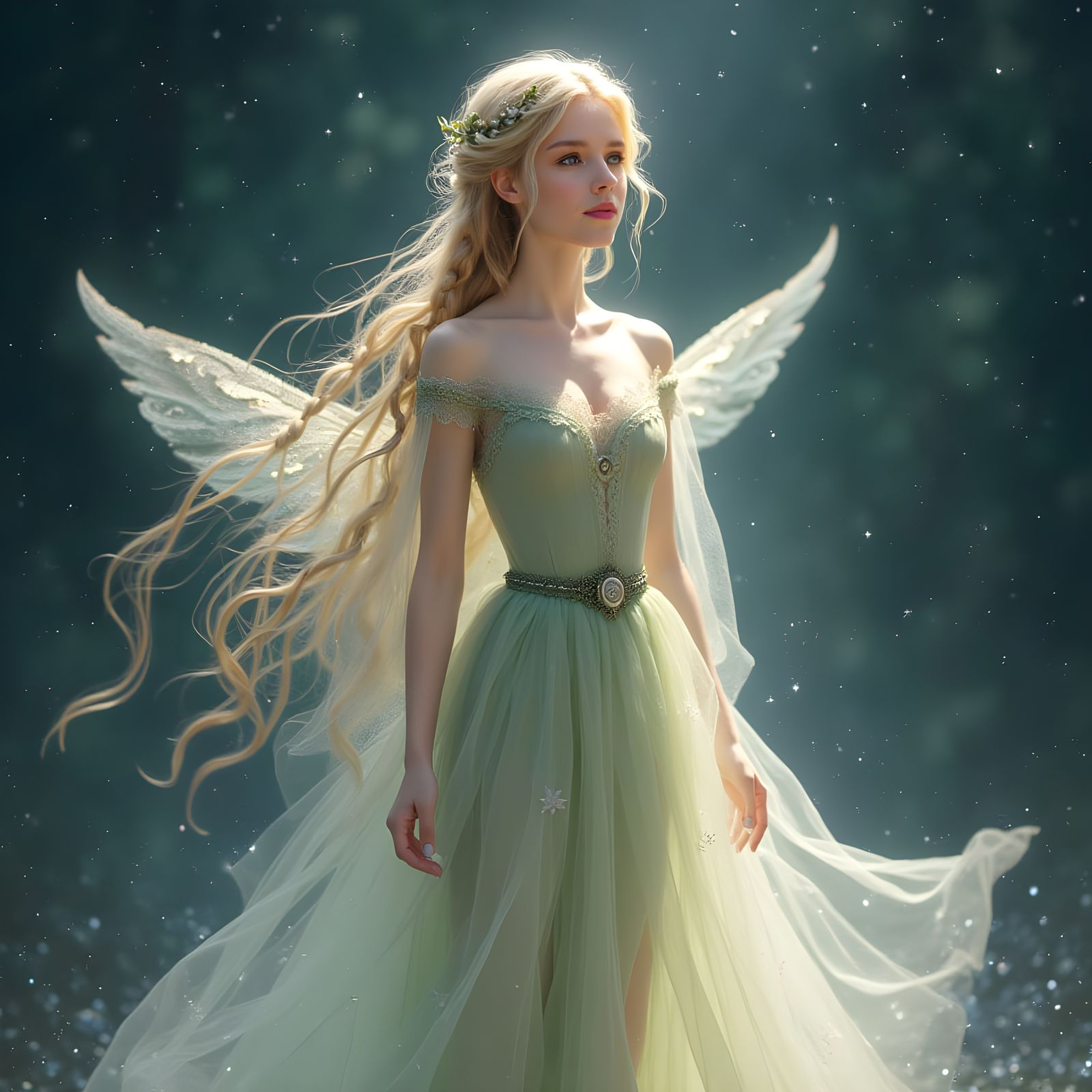 Surreal Elf Goddess Radiates Starlight Magic