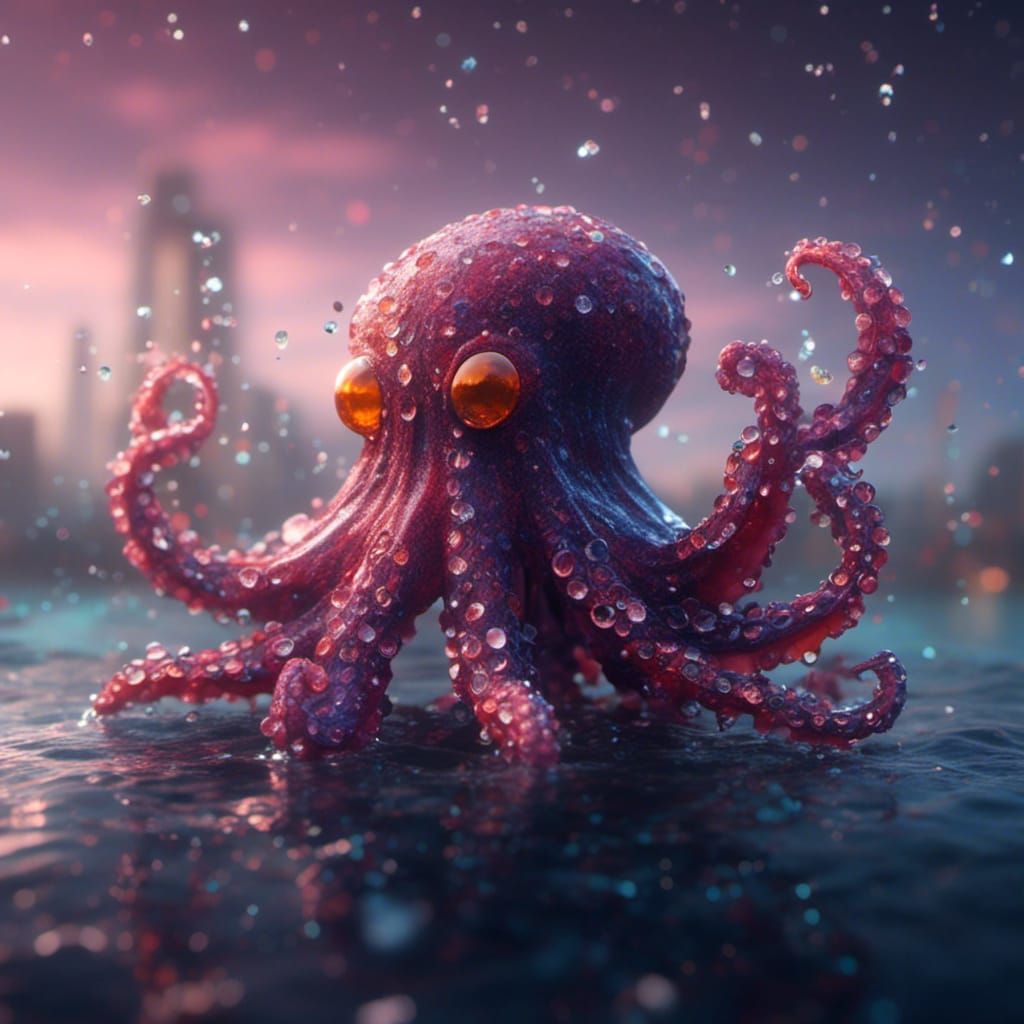 Crystal Octopus Digital Art in Unreal Engine Style
