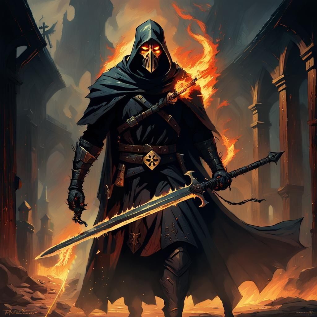Dark Crusader with Burning Sword