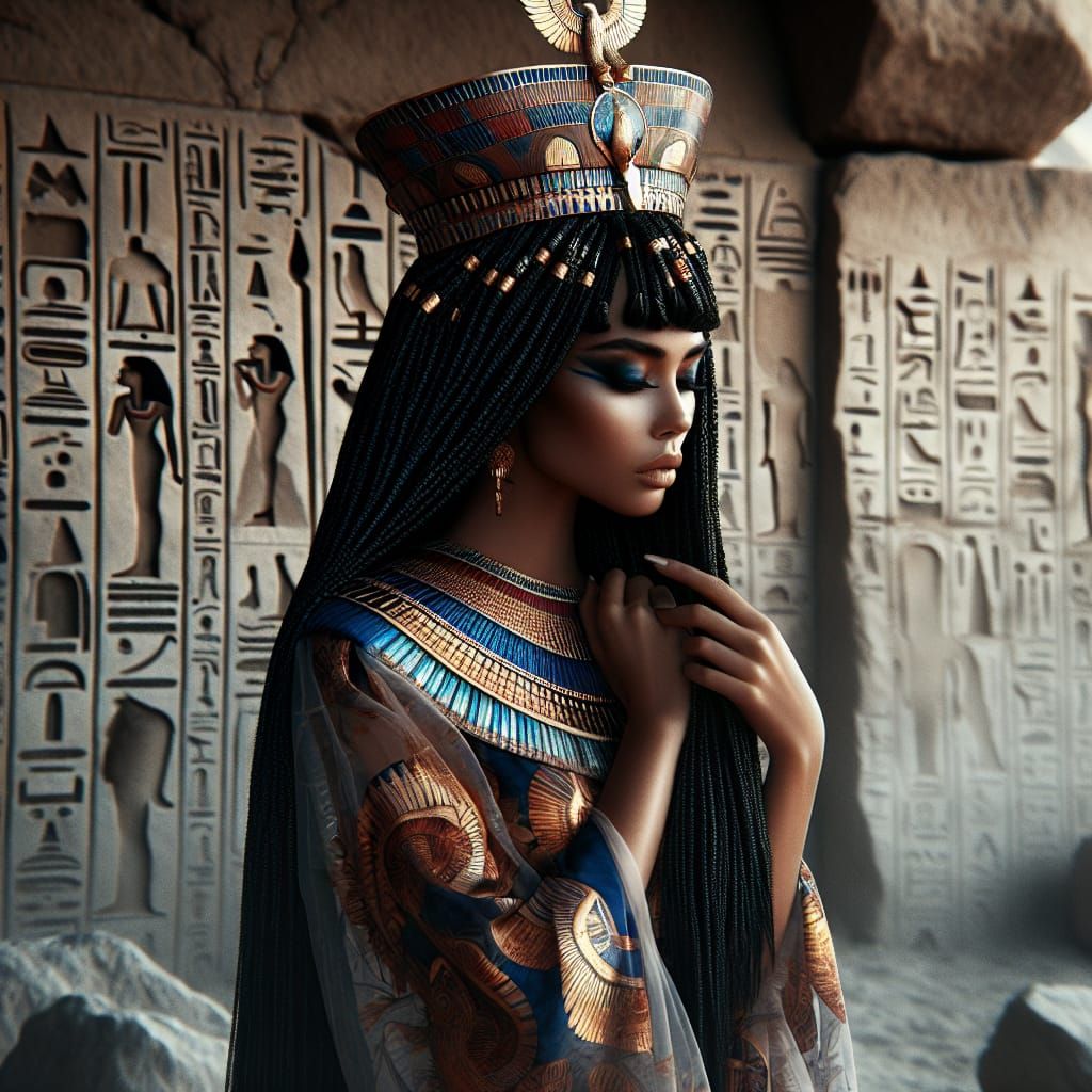 Egyptian Goddess of the Valley of the Kings in Regal Splendo...
