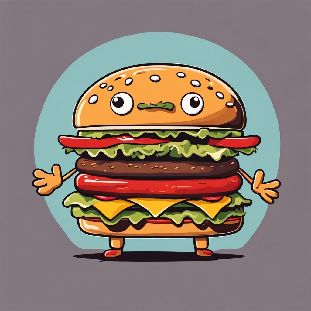 Cartoon Hamburger Character Illustration