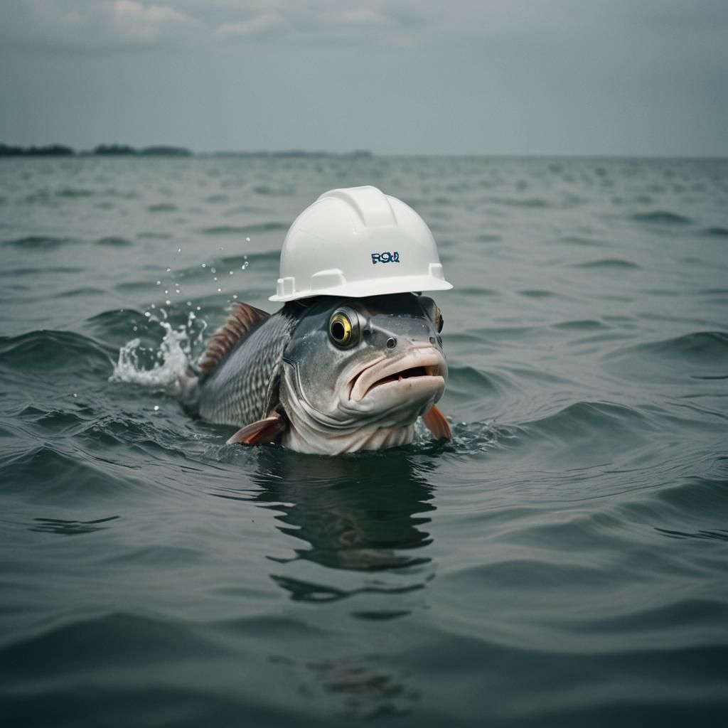 Fish in Hard Hat: Cinematic Underwater Scene