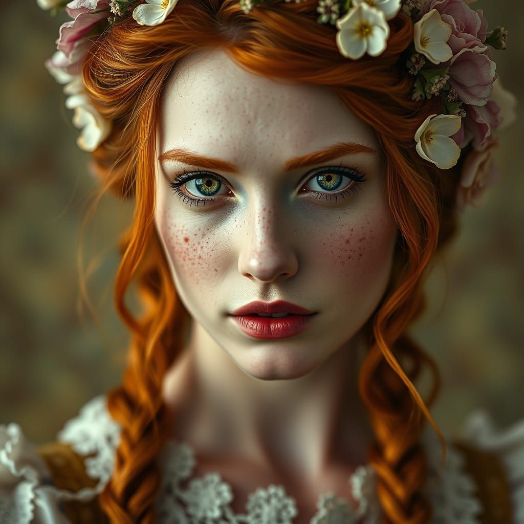 Victorian Goddess in Floral Crown