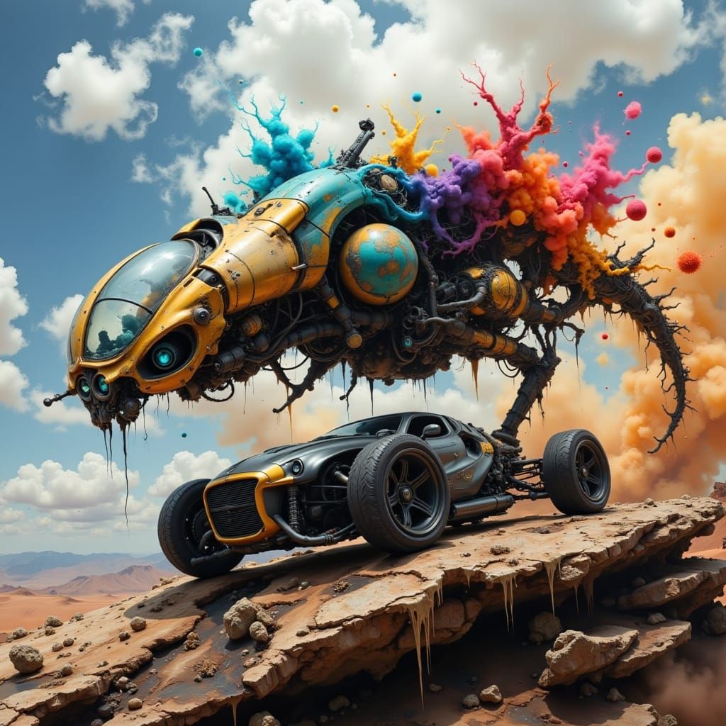 Flying Car in Cyberpunk Style