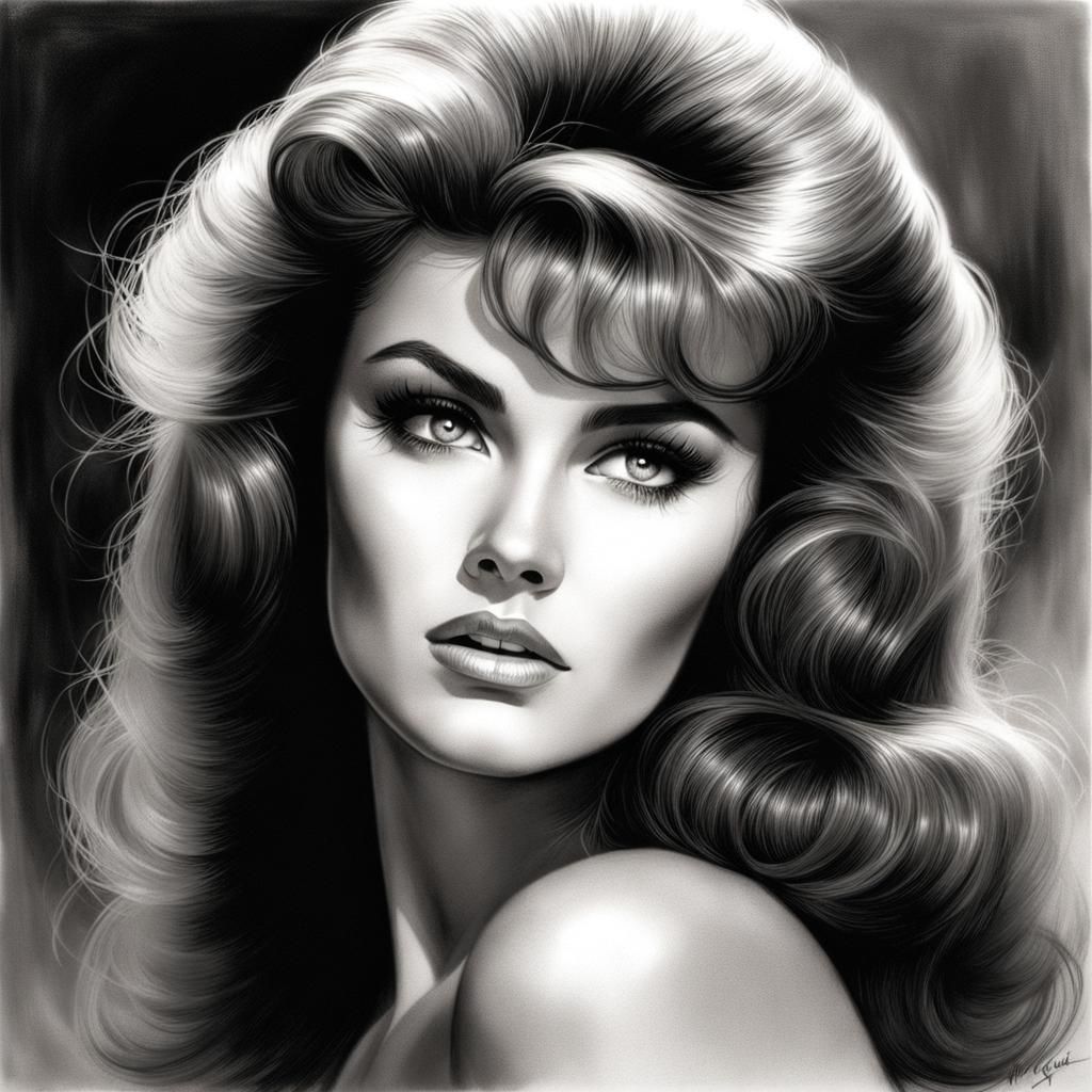 Ann-Margret Portrait in Vintage Monochrome Style